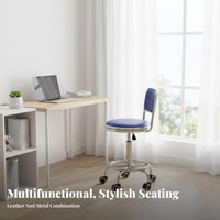 Adjustable Round Stool with rear supportrest Rolling casters Lowsupportive rest rotate Stool