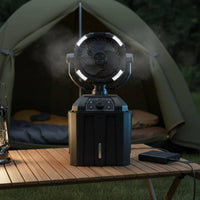 Outdoor Misting Fan with Water Reservoir 3 Lighting Modes for Patio, Campers