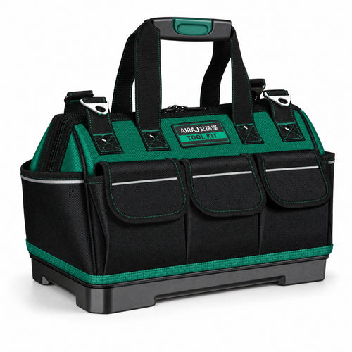 Tool Bag Tool Organizer Tool Storage Bag Handheld Tool Carrier with Multiple Front Flap Pockets and Shoulder Strap Suitable for Plumbers Technicians Maintenance Work