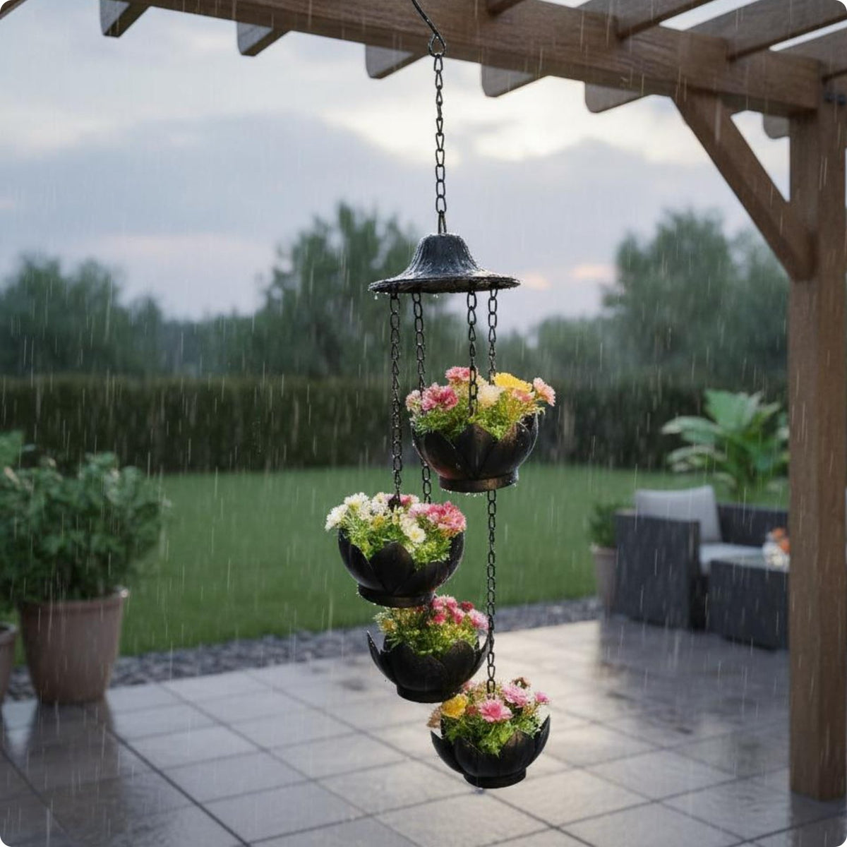 Lotus Hanging Planter Decorative Chain Garden Decor Multi-Tier for Balcony
