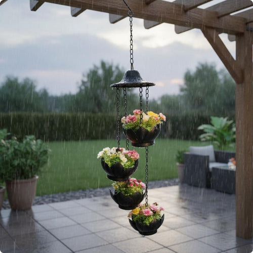 Lotus Hanging Planter Decorative Chain Garden Decor Multi-Tier for Balcony