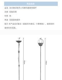 外贸法式复古小鸟喂鸟器花园铁艺花插支撑杆庭院装饰摆件爬藤架