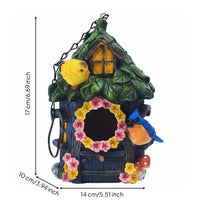 Hanging Birdhouse Ornament Cute Design Resin Birdhouse Bright Colors Mini Avian Abode Ornament for Yard, Patio
