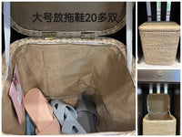蒲草新款草编换鞋凳储物凳子可坐人有盖整理收纳箱沙发凳搁脚凳大 大号 长方纯蒲草