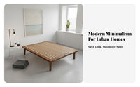 Headboardless Slat Bed Frame Modern Minimalist Design Bedroom Furniture Nordic design Mattress Foundation for Minimalists, Renters, Guest Room