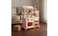 Dessert Shop Playset Simulation Design Pretend Dessert Cart Solid Wood Construction Ice Cream Stand Toy for Kids