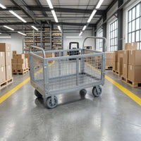 Metal Hand Cart Flat Steel Base Wire Cart Tubulars Handles Transport Equipment