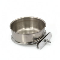 Stainless Steel Dog Bowl with Mounting Bracket Hanging Cage Bowl with Clamp Rust-Resistant Metal Feeder Dish Easy to Install for Dogs, Birds, Small Pets, Bird Cages