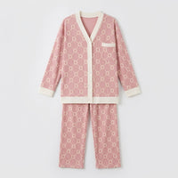 Pyjamas for Women Three Piece Nightwear Set with Long Sleeve Collared Design, Thickened Polyester Pajama for Autumn Winter Home Lounging