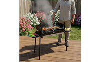 Stainless Steel Charcoal Barbecue Grill with Side Shelves Heat-Resistant Charcoal Grill with Side Tables Compact Heavy-Duty for Campers, Camping, Backyard