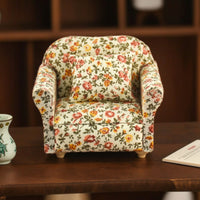Dollhouse Sofa with Pillows 1/12 Scale Dollhouse Couch Upholstered for Hobbyists
