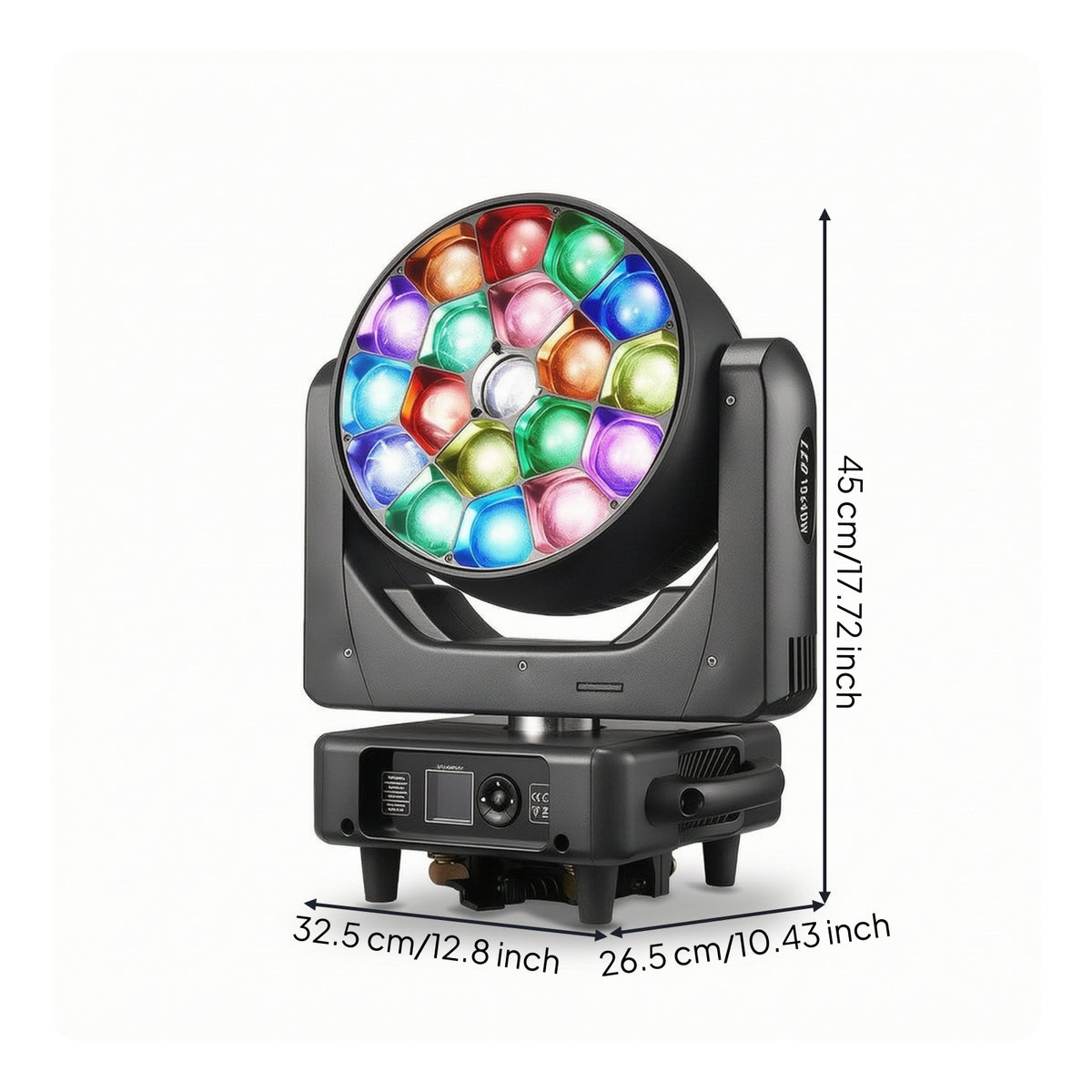 4 in 1 Moving Head Light with Bee-Eye Lens Pivoting RGBW LED Stage Light Beam Lighting Digital Multiplex for Performers, Dance Floors, Taverns, Weddings