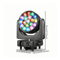 4 in 1 Moving Head Light with Bee-Eye Lens Pivoting RGBW LED Stage Light Beam Lighting Digital Multiplex for Performers, Dance Floors, Taverns, Weddings