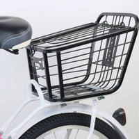 Rear Bike Basket with Cover Metal Cycle Rear Rack Basket Easy to Install Cycle Cargo Carrier for Commuters