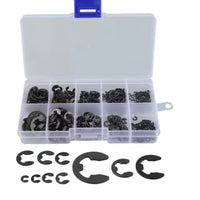 580PCS Black Carbon Steel Open E-Type Retaining Rings and Clips M1.5-M10, 10 Sizes