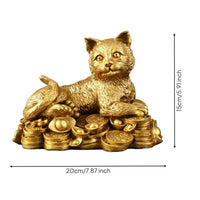 Maneki Neko Tabletop Cat Statue with Amulet Decorative for Office, Home Decor