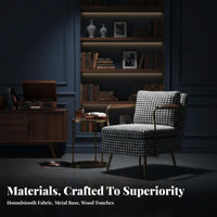 Houndstooth Armchair Nordic design Plush Single Sofa Post-Modern Aesthetic Ergonomic Support for Homeowners, Interior Decorators