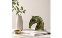 Glass Horse Figurine Marbled Glass Horse Glossy Sculpture for Art Lovers, Bookshelf, Console Table