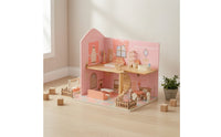 Wooden Dollhouse Pretend Play Dollhouse with Furniture Sturdy Playhouse for Daycare