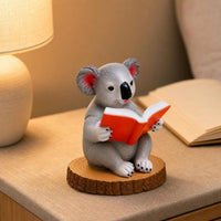 Tabletop Koala Figurine with Wood Base | Resin, for Desk