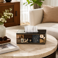 Wooden Tissue Box Holder, New Chinese Countertop Tissue Box Cover with Storage, 24x13x9.5cm for Living Room, Hotel, Office
