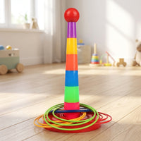Kids Ring Toss Game Set for Indoor Outdoor Family Fun, Educational Toy for Preschoolers and Parties
