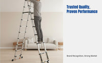 Aluminum Alloy Folding Step Ladder, Telescopic, Multi-Functional, Anti-Slip, For Home & Engineering