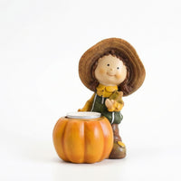 Straw-Hat Child Candle Holder Table Centerpiece Harvest Candle Holder Figurine