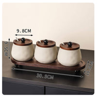 3 Pieces Ceramic Condiment Jar Set Matte Tableware Storage Short Feet