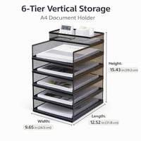 6 Tier Vertical Document Holder A4, Metal Desktop Organizer Rack for Students, Stackable Storage, Workspace Organization