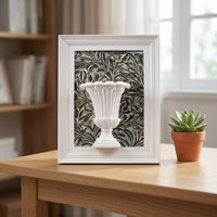 Resin Decorative Frame Freestanding Frame with Flower-Pot Motif Classical Urn Relief Plaque for Entryway Console, Bookshelf, Side Table