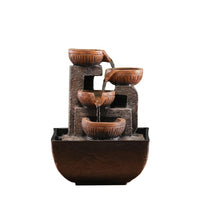 Chinese-Style Fountain Ornament Cascading Tiered Water Fountain Warm Lighting