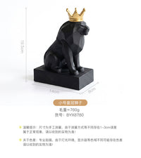 Nordic Minimalist Resin Black Lion Sculpture Ornament