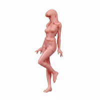 Long Hair Miniature Female Figurine Slim Body Standing Figurine Collection Item