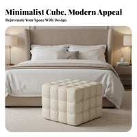 Cube Pouf Italian Design Ottoman Modern Luxury for Living Room, Entryway, Adults