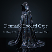 Hooded Cape for Halloween, Fancy Dress Costume Party, Shiny Hooded Cape Festival, Cloak Hood Cosplay - Image 3
