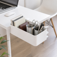 Adjustable Desk Organiser, Desktop Organiser for Pens Pencils Notebooks, Multipurpose Office Storage, 1-Layer Clamp-On Design