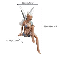 Seated Fairy Figurine with Butterfly Wings Decorative Sitting Fairy Figurine Compact Ornament Whimsical for Courtyard