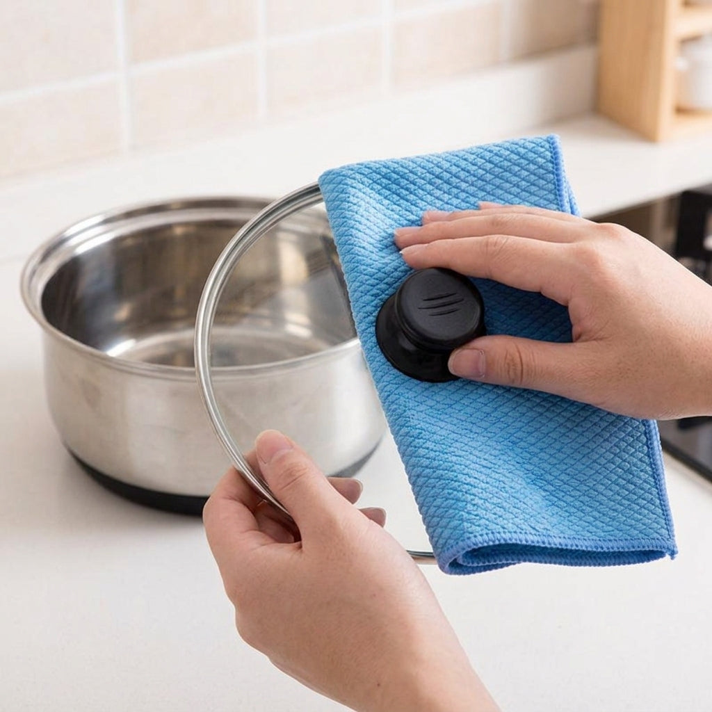 Microfibre Cloth and Cleaning Cloths, Fish Scale Cloths for Glass and Mirrors, Non Scratch Cloths with Locked Edges for Car and Dishwashing