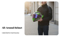 Anti-Fog Flip-up Full Face Helmet Wide Field of View Double Visor Helmet Removable and Washable Liner Breathable for Men, Women, Winter Riding, Daily Commuting, Long Distance Touring