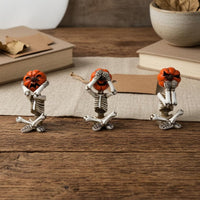 3 Pieces Skeleton Pumpkin Decoration Seated Mini Resin Figurines Small