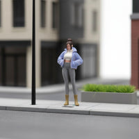 Hand-Painted Bun Hairstyle Girl Figure Realistic Details 1/64 Scale Figure for Sand Table Models