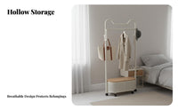 Rolling Mirror with Clothes Rail Bottom Storage Shelf for Dorm Room, Homeowners