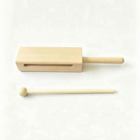 Natural Wood Percussion Instrument with Mallet Resonant Wooden Rhythm Block with Mallet Woody Wood Block with Handle Loud for Beginners, Students