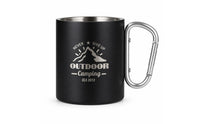 Attach-on Camping Cup with Carabiner Handle Compact Camp Cup with Carabiner Handle Rugged Camping Mug Packable for Campers, Hiking, Travel