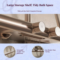 Rainfall Shower System, Brushed Copper Gold Brass, Temperature-Controlled, High Pressure, Wall Mounted, Large Flow, Bathroom Accessory Set