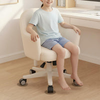 Height Adjustable Rolling Study Chair Comfortable Upholstery Ergonomic Backrest Chair Skin-Friendly Textile Home Furniture Space Saving for Students, Teens, Bedroom