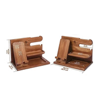Phone Stand Wooden Desk Organizer Watch Holder 2-Tier Desk Shelf Multipurpose for Office
