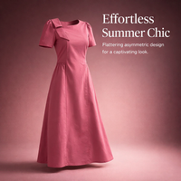 Summer Dress for Women with Puff Sleeves and Asymmetric Hemline, Maxi Dresses for UK Sizing, Long for Casual Outings