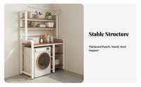 Bathroom Space Saver Shelf Freestanding Laundry Shelf Household Storage Laundry Organizer over Washing Machine Rack Shelving Unit Sturdy Metal Wood Panel Suitable for Laundry Room Balcony Washroom Kitchen